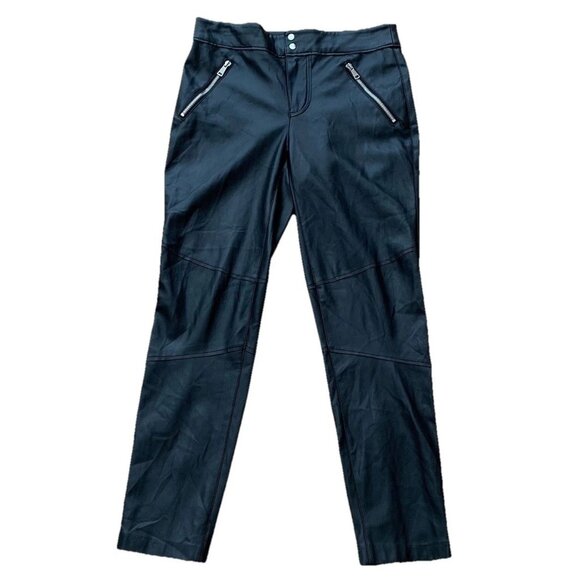 Zara The Biker Faux Leather Ankle Zip Pants Size 4 Pockets - Picture 1 of 10